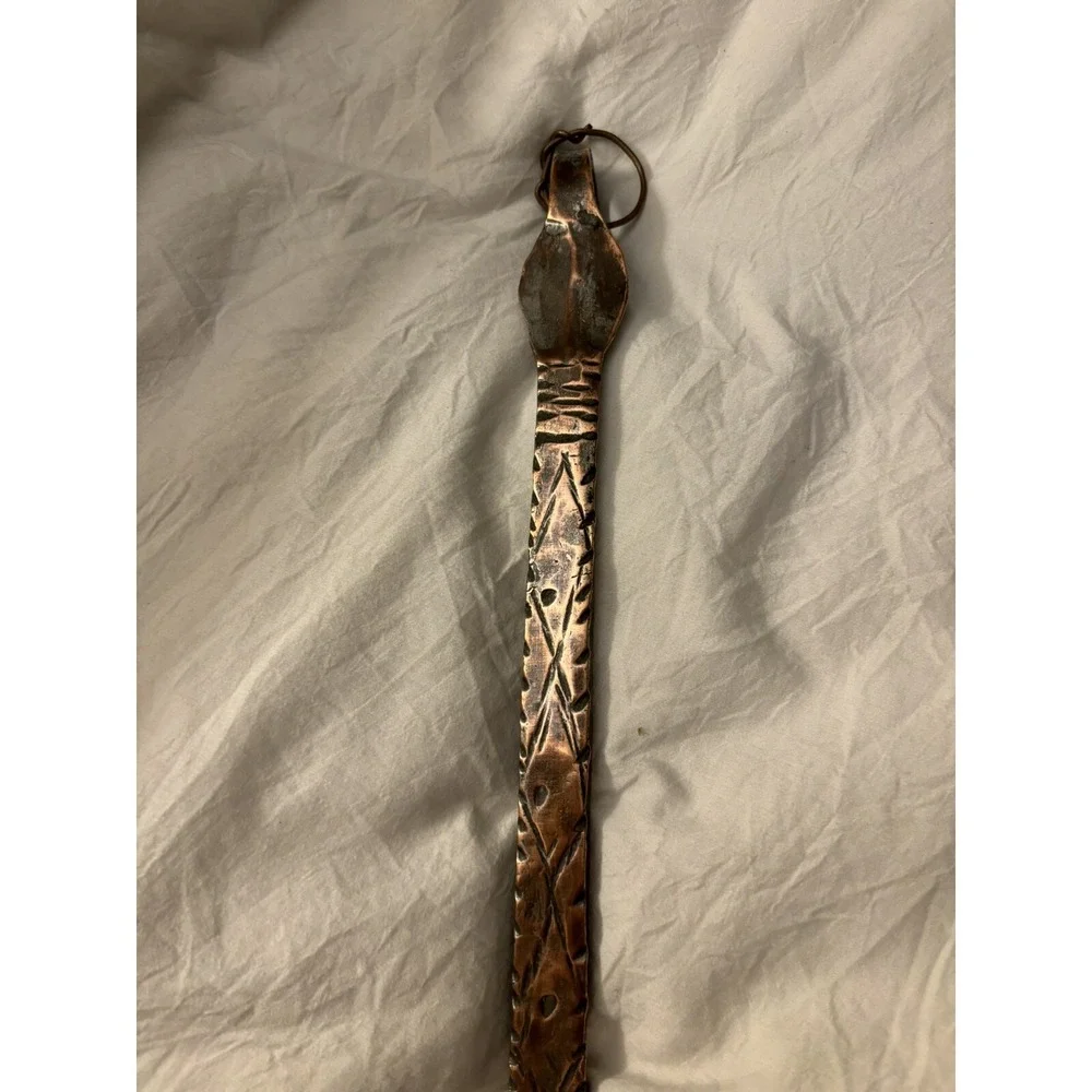 Copper Slotted Spoon - 18 Inches Long With Beautiful Detail On Handle!